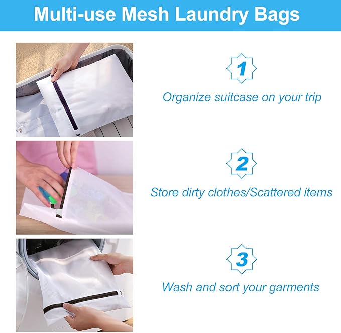GOGOODA Mesh Laundry Bags for Delicates Durable Protective Wash Bags Travel Storage Bags for Intimates Lingerie, 6PCS （3L,3M）