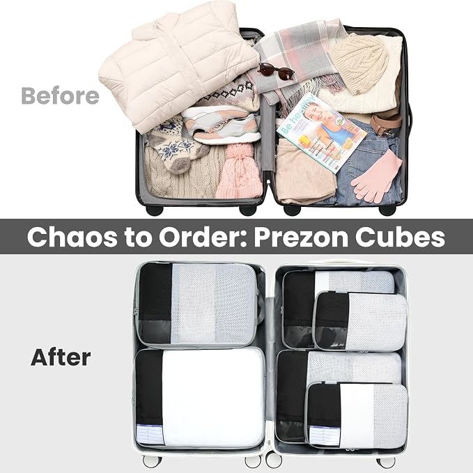 Compression Packing Cubes for Travel, Lightweight Vacation Travel Essentials, Travel Accessories for Suitcase Organizer Bags Set, Durable Luggage Organizer