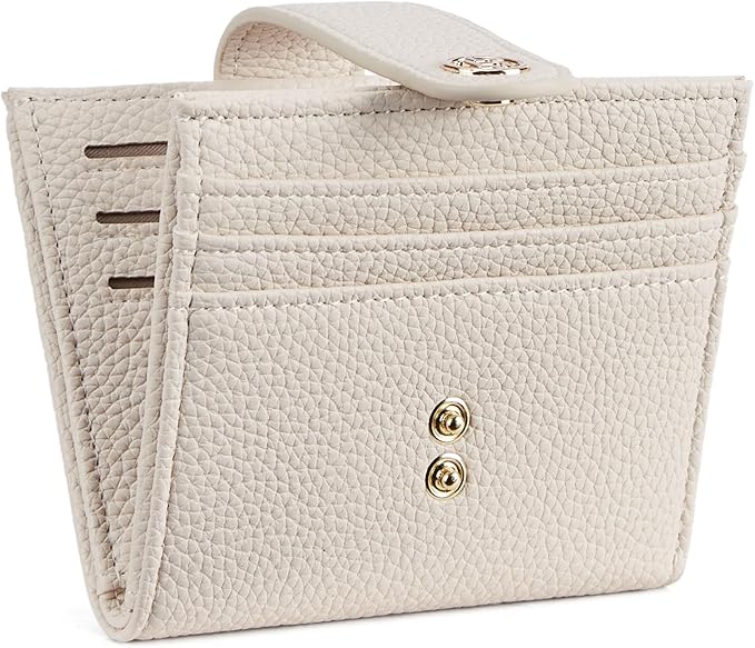 BOSTANTEN Slim Wallet for Women Small RFID Blocking Credit Card Holder Leather Bifold Wallets with Zipper Coin Pocket Beige