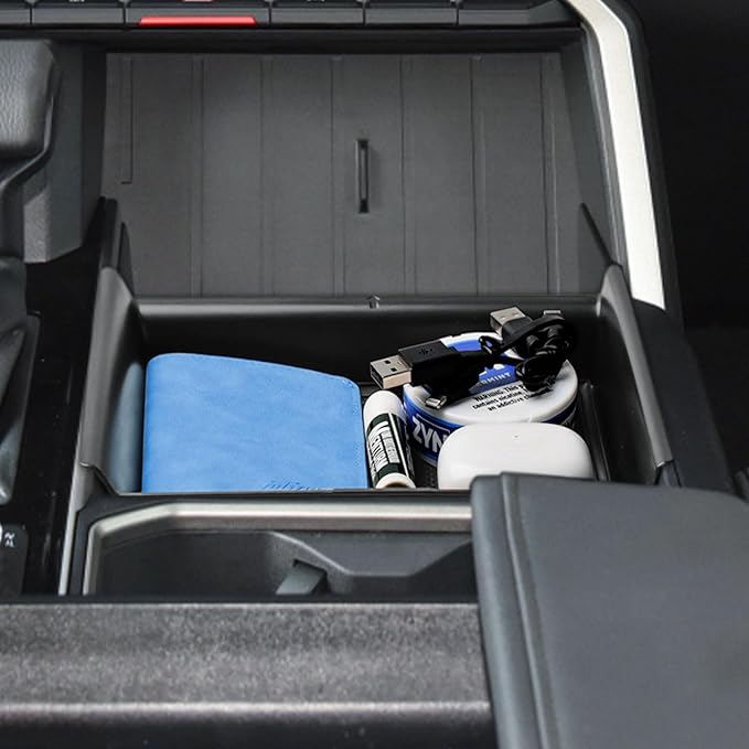 EDBETOS 2PCS/Set Center Console Organizer Compatible with 2022 2023 2024 2025 2026 Toyota Tundra Accessories Armrest Secondary Storage Box Middle Insert Tray (Not for The Console w/Safe)