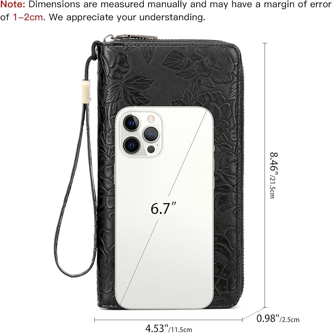 SENDEFN Women's Wallet RFID Blocking Leather Zip Around Wallet Large Capacity Long Purse Credit Card Holder with Wristlet