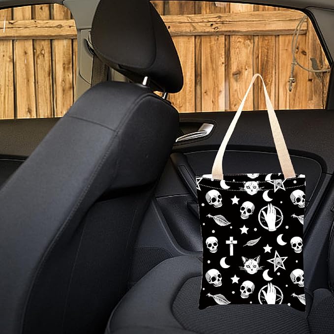 CREATCABIN Car Garbage Bag Car Trash Bag Hanging Back Seat Organizer Trash Can Bin Cute Printed One-Handed Strap Garbage for Car Accessories Decor Vehicle SUV Travelling Camping Outdoor 11.8x9.84 Inch