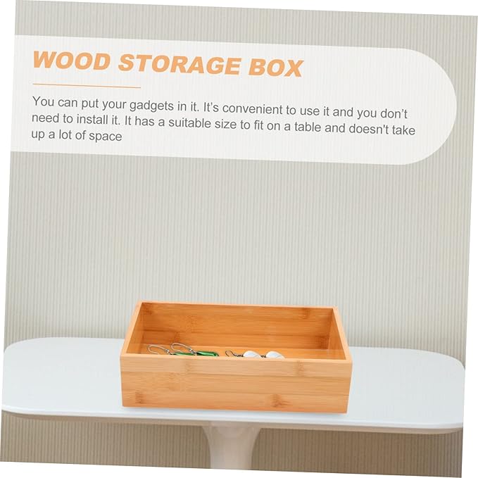 Ciieeo Natural Desktop Storage Box for Home Organization with Capacity Simple Design Decorative Bin for Living and Office Wood Material Safe for Family Use