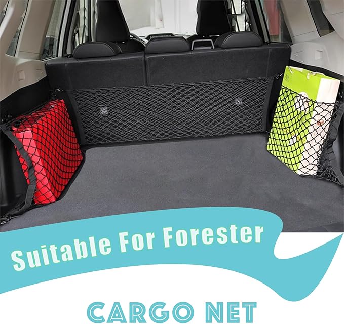 Compatible with Subaru Forester Accessories Automotive Elastic Trunk Mesh Cargo Net Premium Trunk Organizer Storage Luggage Left and Right Side Net SUV Car Organizer 2PCS