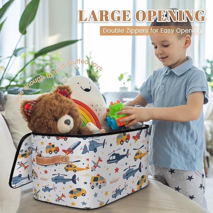 Aircraft Storage Basket for Bedroom Kitchen Bathroom Storage Bins with Lids Collapsible Toy Cube Storage Organizer for Kid Teen Women Men