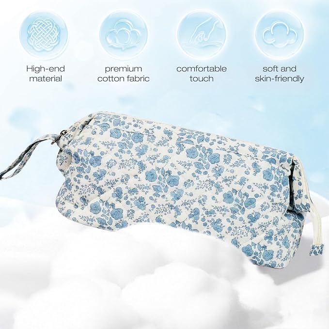 Stratalife Quilted Hair Tools Travel Bag with Polishing Cloth Compatible with Dyson Airwrap Shark Flex Style, Portable Toiletry Bag Hair Dryer Curling Iron Carrying Case Travel Essentials Blue Flower