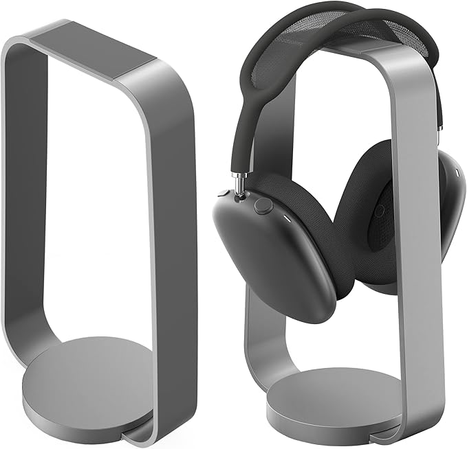 HumanCentric Aluminum Headphone Stand in Space Gray, Weighted Desk Headset Holder with Silicone Pad, Compatible with Most Headphone Sizes and Brands