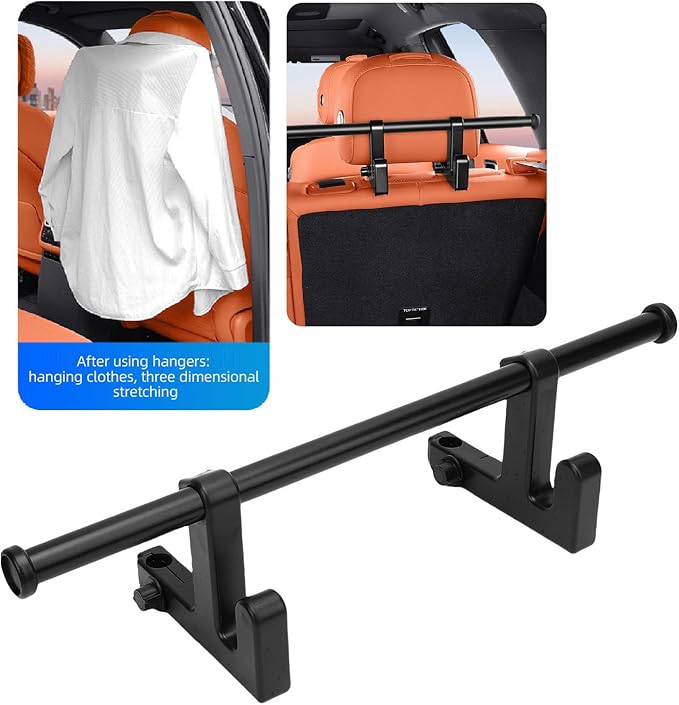Yosoo Health Gear Car Seat Headrest Clothes Hanger Bar, Adjustable Heavy Duty Wrinkle Proof Hanger for Travel 18.1 Inches, Hanger Suitable for Sedans SUVs Pickups and Most Other Vehicles