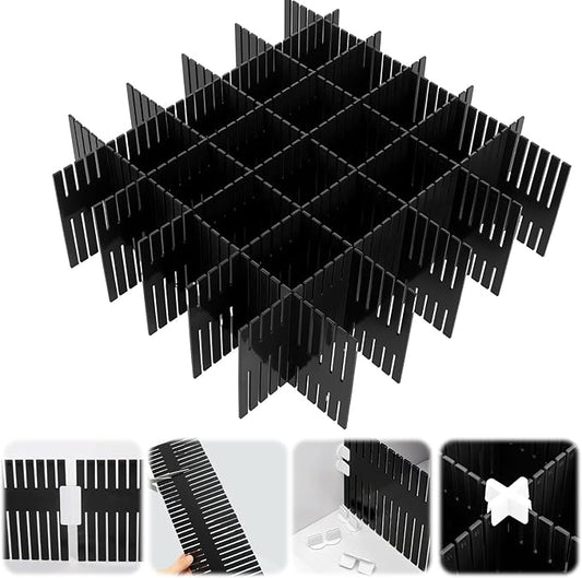 Blosssound 15 Pcs 5.12 Tall Drawer Divider Adjustable Drawer Organizer DIY Ultra Deep Storage Organizer Separator with Fixed Buckle for Underwear Socks Dormitory Office Kitchen Bedroom(Black)
