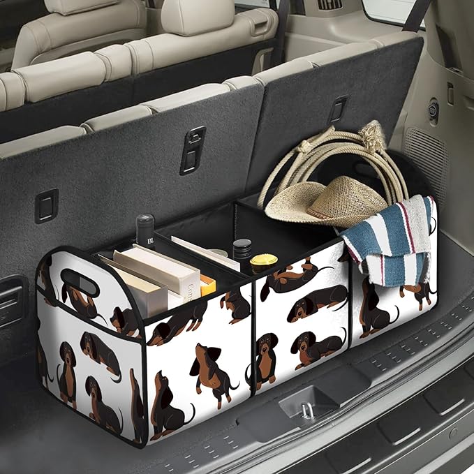 Dog Car Trunk Storage Box with Pockets Car Accessory for SUVs Cars Automotive Organizer