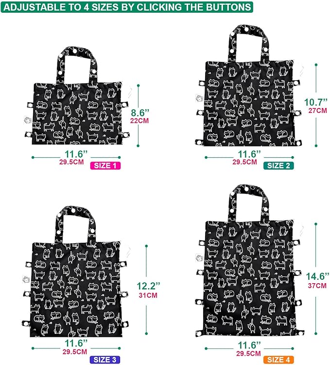 FLOCK THREE Leak-Proof Waterproof Car Trash Bag Foldable Multipurpose Trash bin Container Storage Cute Grocery Organizer Bag for Automotive Front or Back Seat in Cars SUVs and Trucks (Black Cats)