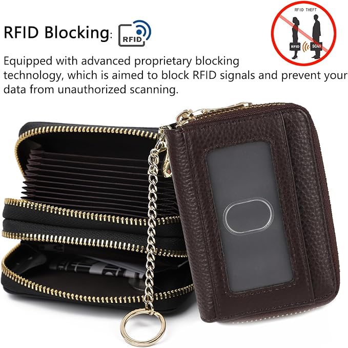 imeetu Rfid Credit Card Holder,Genuine Leather Businese Card Case,Rfid Blocking Wallet for Women & Men