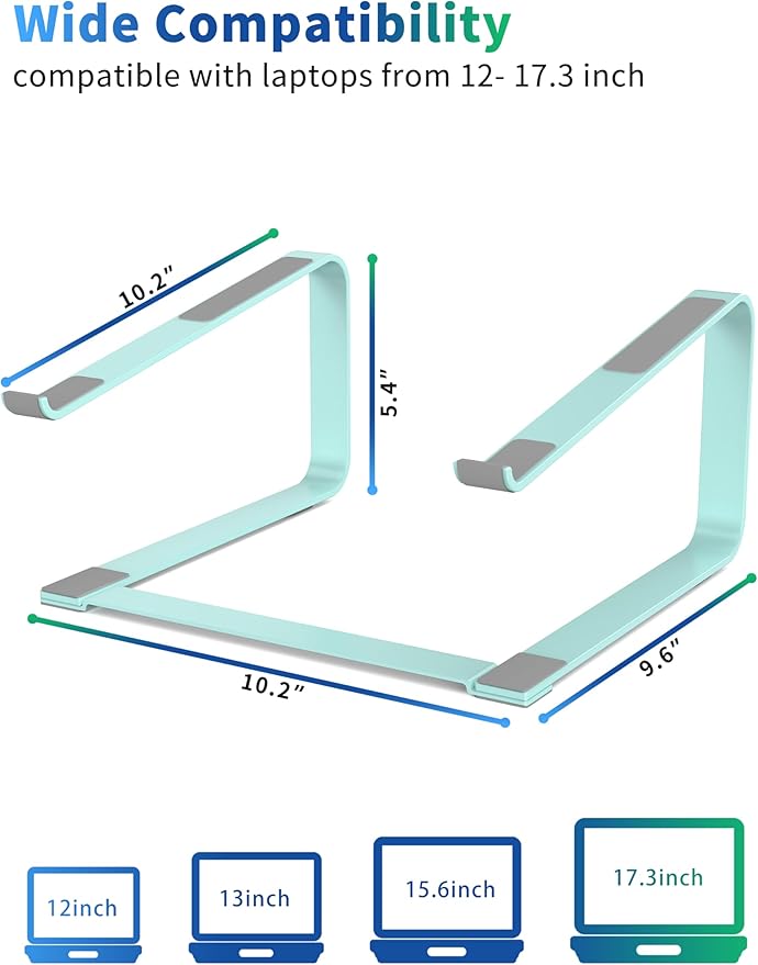 SOUNDANCE Laptop Stand for Desk, Ergonomic Metal Computer Riser for 12-17.3 Inch Laptops, Heavy Duty Stable Desktop Holder, Improves Eye Level & Workspace Organization, Blue