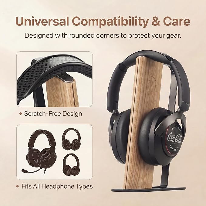 Headphone Stand for Desk, Weighted Base Headset Holder for AirPods Max Sony Bose Beats Sennheiser, Stable Gaming & Studio Earphone Rack, Light
