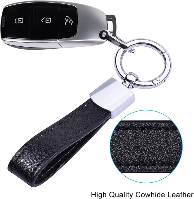 Wisdompro Genuine Leather Car Keychain, Universal Heavy Duty Key Fob Keychain Leather Key Chain Holder for Men and Women