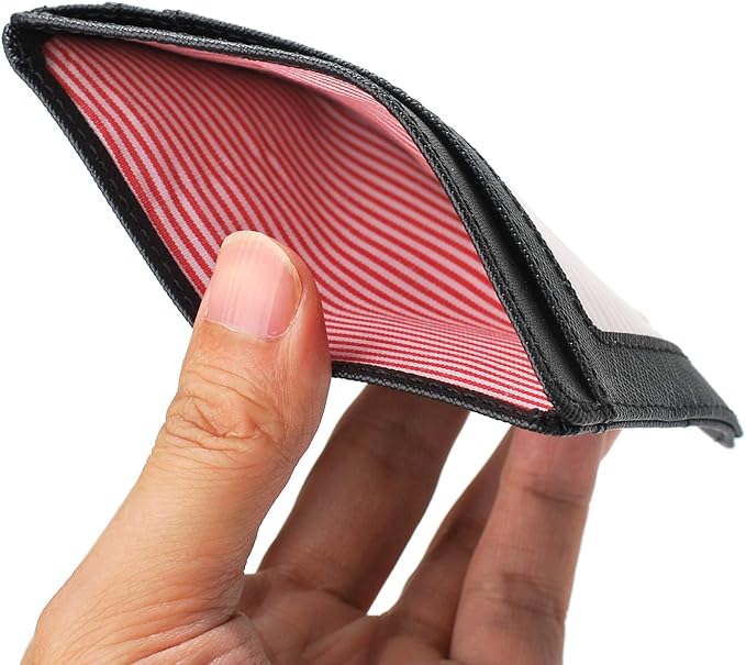 RFID Slim Wallet for Men Women, 8 Card Slot Leather Minimalist Front Pocket Credit Card Holders Carbon Fiber Leather Black