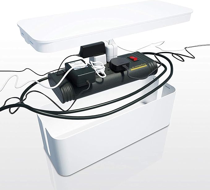 Bluelounge CableBox Cable and Cord Management System - Set of 1 Large and 1 Mini Box - Black