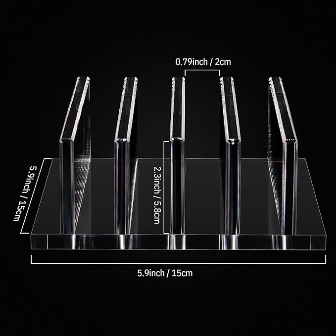 Frienda 1 Piece 4-Compartment Acrylic Vertical Laptop Stand, Can Accommodate with a Thickness of Less Than 2 cm, Fits Most Laptop (Clear)