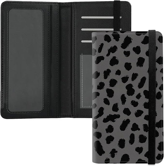 Premium PU Leather Checkbook Cover for Men & Women,RFID Blocking Slim Check Book Holder with Duplicate Check Divider & Pen Holder,Fits Standard Personal Checks,Black Leopard Print