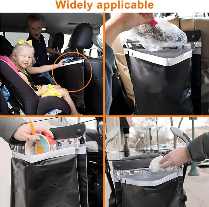 Mandark Car Trash Bag, 40PCS Disposable Large Capacity Hanging Garbage Pocket for Travel Camping, Portable Self Adhesive Auto Rubbish Pouch Accessories, Universal for Vehicles