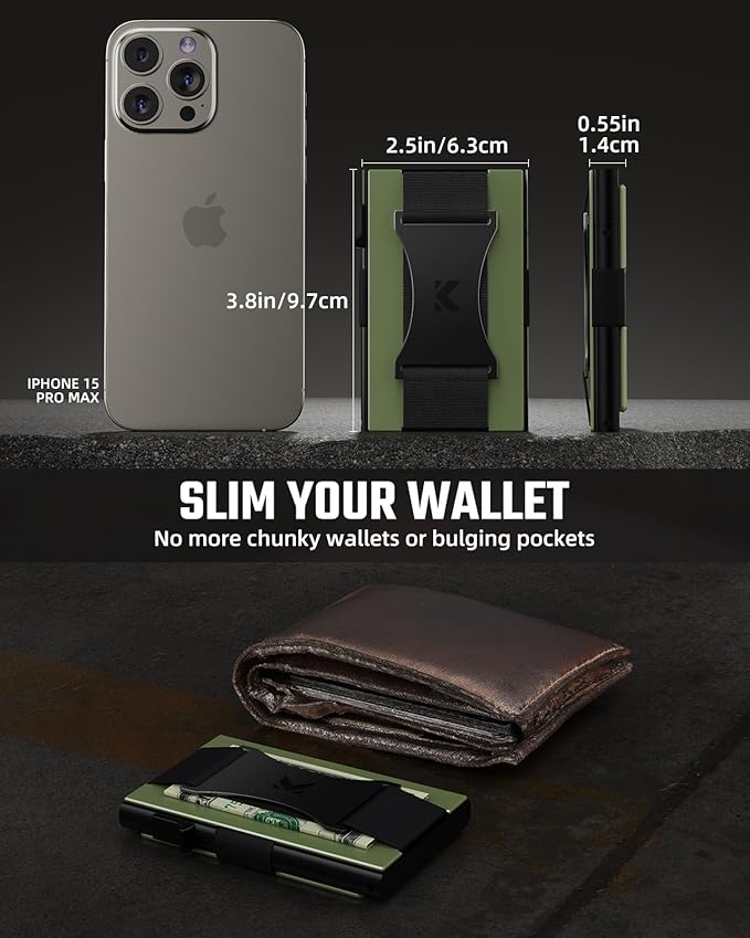 Metal Wallet for Men Minimalist Pop Up RFID Blocking Front Pocket Wallet Cash Strap for Men