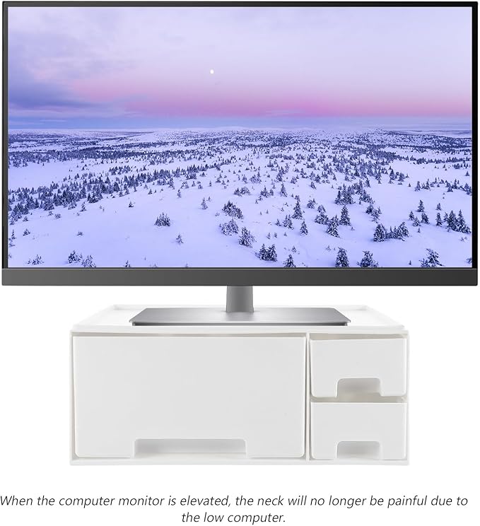 Gatuida Desk Monitor Stand Riser: Desk Organizer with Drawer for Office Supplies, White
