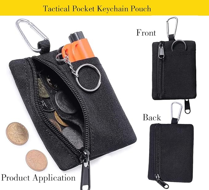 2pcs Compact Pocket Organizer Pouch Sets - Tactical Molle EDC Bags Medical Storage Pouch, Mini Size Belt Gear Organizer for Keychain Coin ID Card Holder Car Fob Waist Case Wallet Pack
