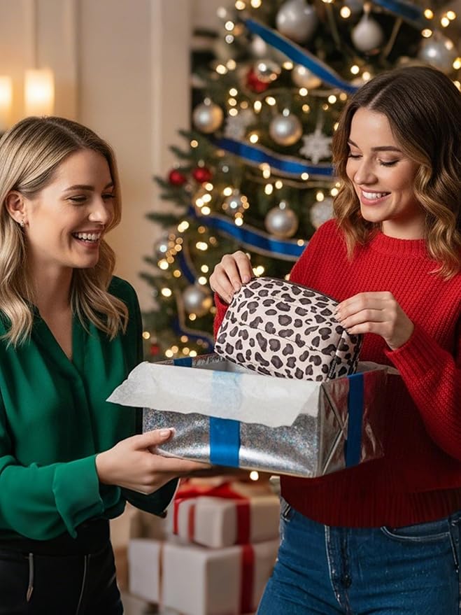 BAGSMART Makeup Bag, Wide Opening Cosmetic Bag Compact & Spacious, Water-Resistant Travel Organizer Pouches for Women (Leopard Print)