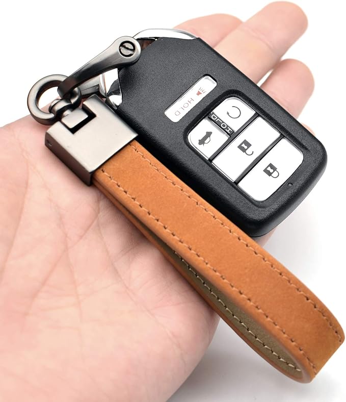 MECHCOS Car Key Fob Keychains Genuine Leather Keys Chain Holder for Men and Women with D-Ring, Screwdriver, Key Rings and 360 Degree Rotatable Swivel, Brown