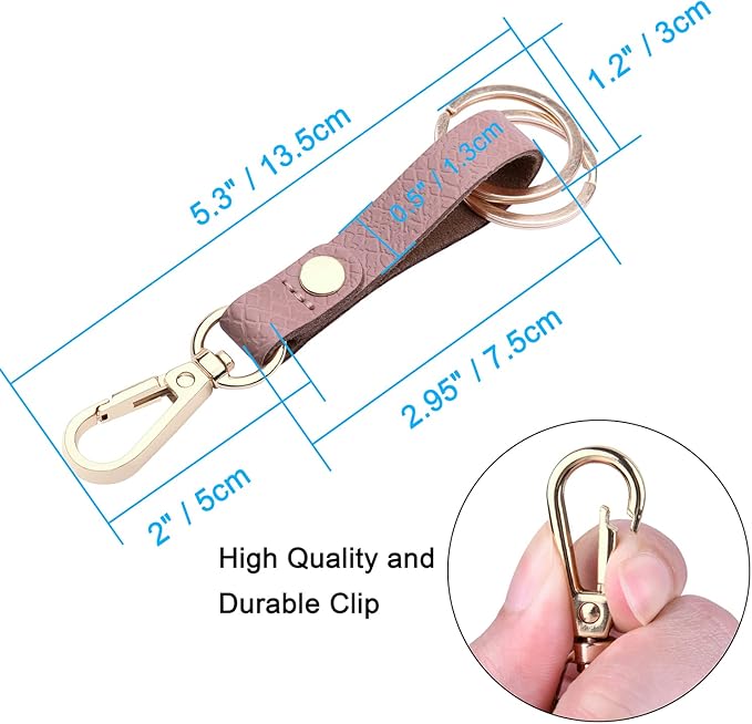 Wisdompro 2 Pcs Genuine Leather Keychain, Key Chain with Belt Loop Clip for Keys