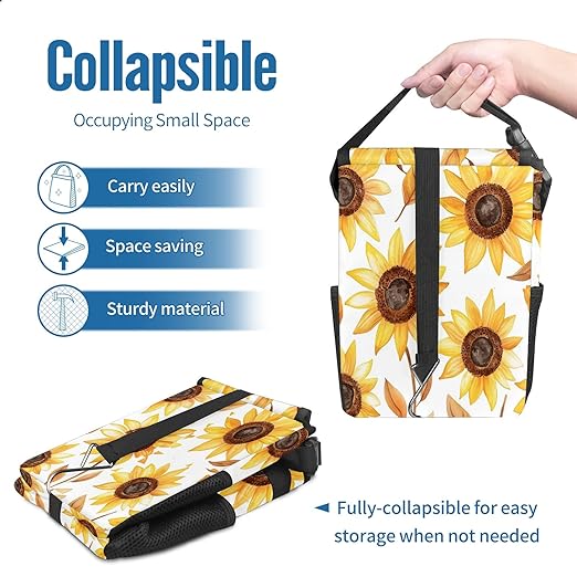 Car Trash Can – Multi-Purpose, Lightweight and Portable with Durable Water-Resistant Coating, No Installation Required, Practical and Ample Capacity, Variety of Colors.Beautiful Sunflower
