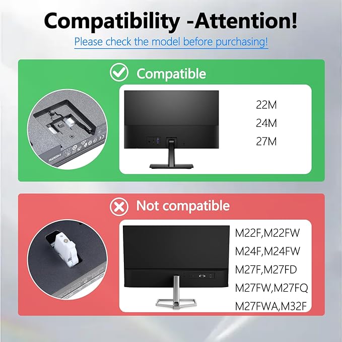 27M Monitor Arm/Mount VESA Bracket Adapter Compatible with HP Pavilion 22" 24" 27" Monitor(Fits 22M, 24M,27M)- 75x75mm to 100x100mm Black Wall Mount Bracket