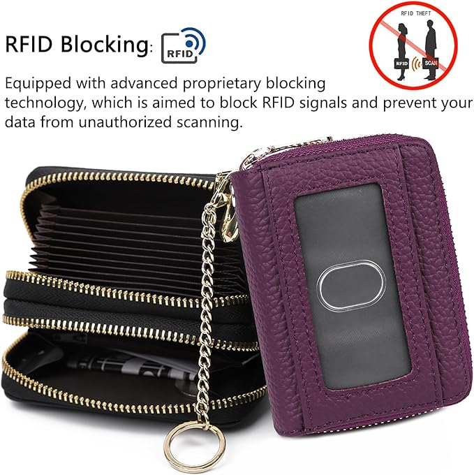 imeetu Rfid Credit Card Holder,Genuine Leather Businese Card Case,Rfid Blocking Wallet for Women & Men
