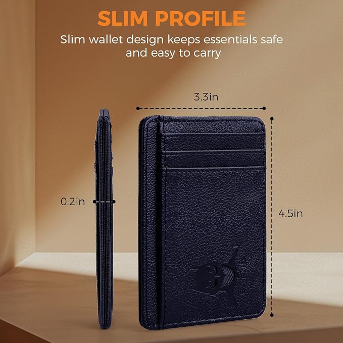 Leather Bat Wallet for Men and Women Personalized Wallet,Design with Cut-out Face,Slim Bat ID Wallet for Quick Access,Multiple Card Slots and Cash Compartments, Best Gift for Holiday（Dark Blue）