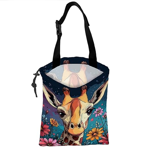 Car Trash Bag Hanging Cute Giraffe Flowers Car Trash Can for Back Seat Waterproof Car Trash Bin with Adjustable Straps and Drawstring for Car Accessories Vehicle Travelling Camping