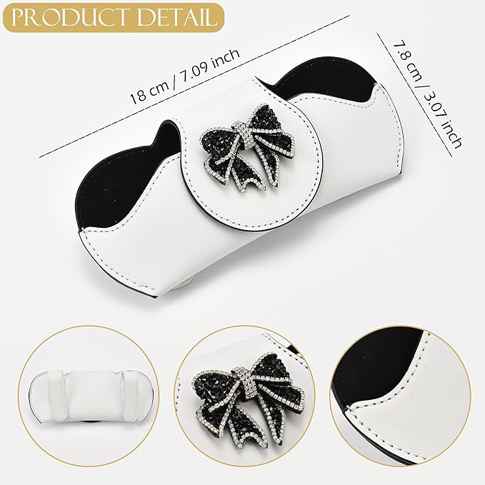 Sunglasses Holder for Car Visor, PU Leather Glasses Case with Clips Magnetic Closure Eyeglasses Holder