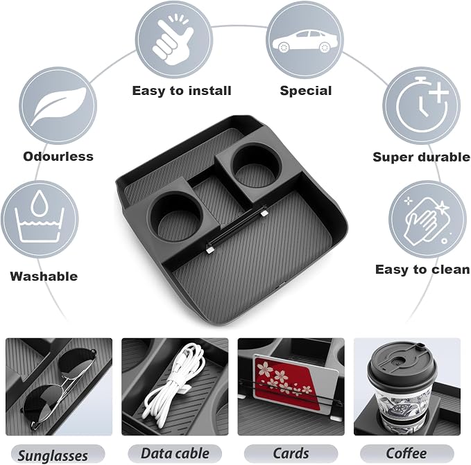SKTU for 2026 Hyundai Palisade Center Console Organizer for 2026+ Hyundai Palisade Lower Console Tray Hyundai Palisade 2026 Accessories Under Console Tray with Cup Holder
