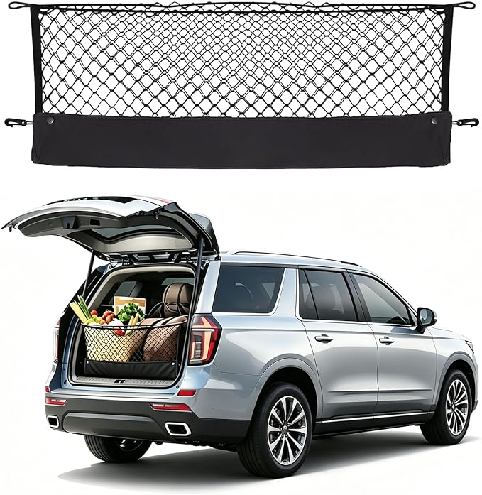 Envelope Style Cargo Net Compatible with Chevrolet Chevy Tahoe, GMC Yukon New 2026 2025 2024 2023 2022 2021 2020 2019 2018 2017 2016 2015 Upgraded SUV Trunk Car Rear Tailgate Netting
