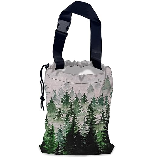 Foggy Forest Car Garbage Bag,Waterproof Small Car Trash Bag Hanging Back of Seat,Drawstring Hanging Car Trash Bag with Adjustable Buckle for Car Accessories
