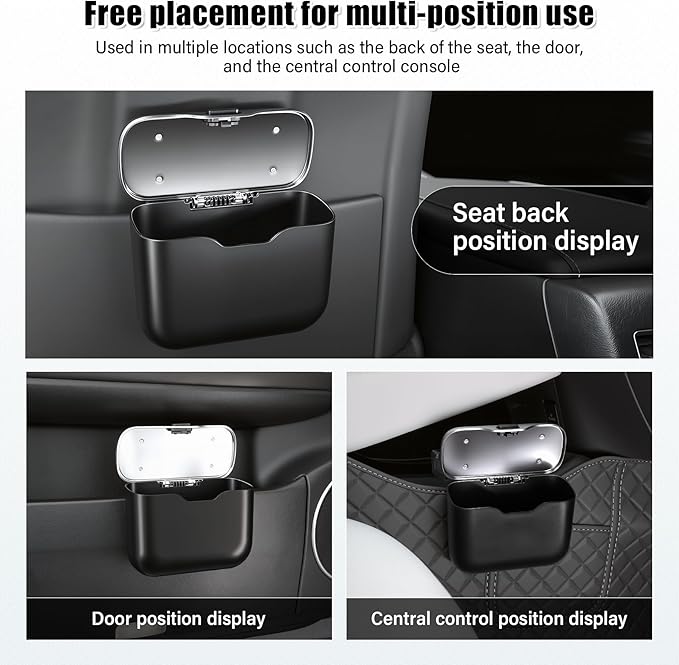 UYYE Car Trash Can, Car Garbage Bin with Lid & Handle - Leak-Proof Mini Trash Can for Car, Truck, SUV - Essential Car Accessories for Organization (Black)