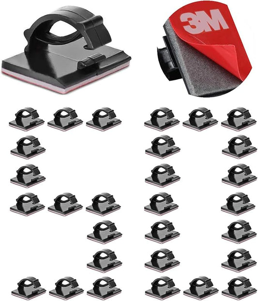 Cable Clips Self with 3M Adhesive Cord Organizer, Wire Holder Clamp Management Sticky for Desk Car Dash Cam Tables Wall, Black 50pcs