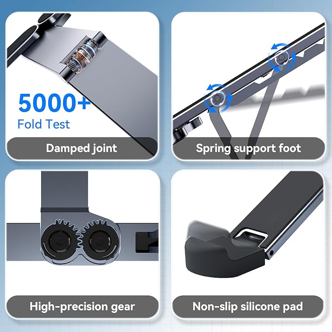 ICE COOREL Portable Laptop Stand, Foldable Laptop Riser for Desk, 6-Level Adjustable Ergonomic Computer Stand, Premium Aluminum Alloy Notebook Holder Compatible with 10-17 Inch Laptops & Tablets