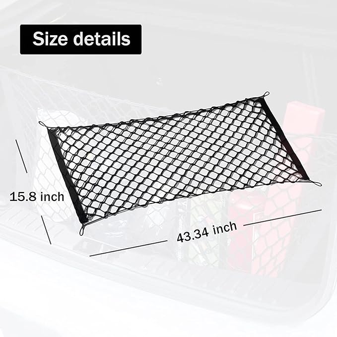 Amiss 2 Packs Cargo Net Stretchable. Adjustable Elastic Trunk Storage Net with Hook for SUVs, Cars and Trucks(43.3x15.8 Inch)