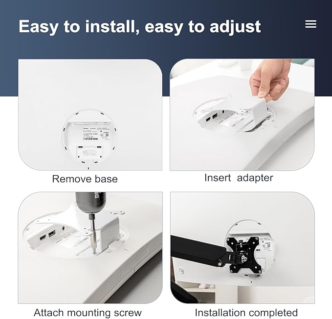 VESA Mount Adapte Compatible with Samsung Curved Monitors U32R590, U32R590C, U32R592, and U32R591 VESA Adapter Bracket for VESA Stand, Arm or Desk Mount with 75x75, 100x100 mm