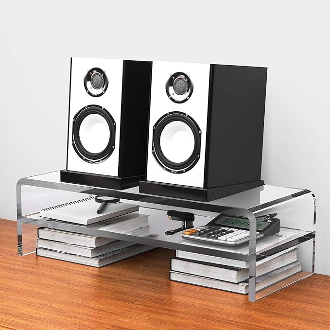 Egchi Acrylic Monitor Stand,2 Tiers Computer Monitor Riser(18x8x5.5 inches),Computer Stand/Monitor Riser for Office,School,Home,Laptop Stand Desktop Stand for Keyboard Storage&Printer TV Screen