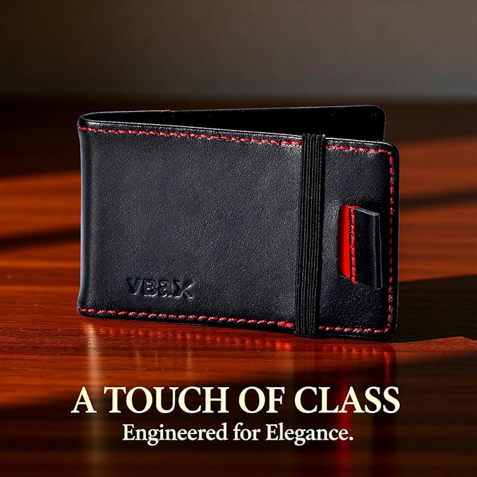 RFID Minimalist Slim Wallet for Men and Women, Holds Up to 12 Cards, Cash, Key Thin and Lightweight Credit Card Holder, Black Eco Leather