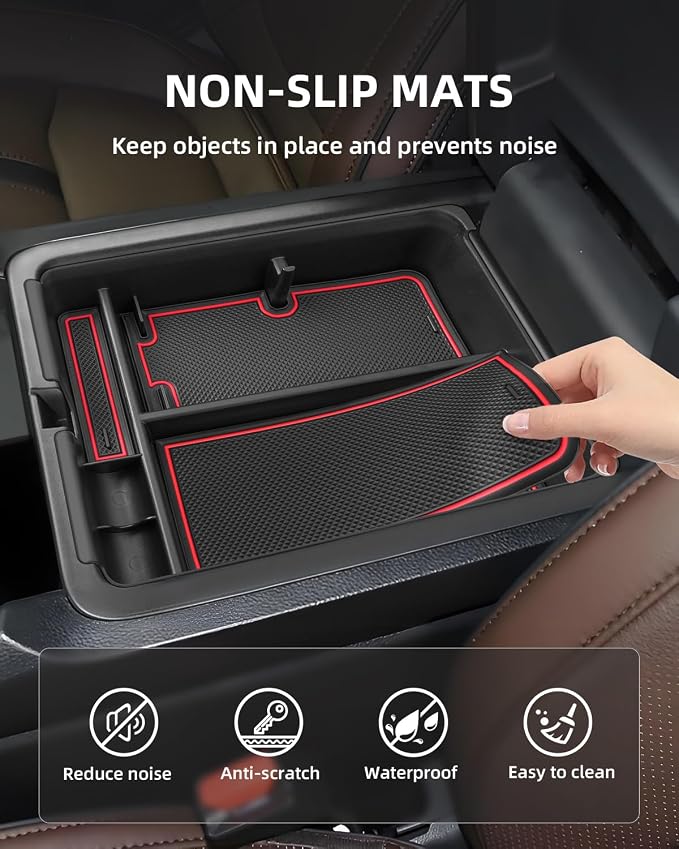 Armrest Organizer for 2025 2024 2023 Honda Pilot/2024 2025 Ridgeline/2024 2025 2026 Passport, Center Console Organizer, Center Console Tray Custom for Honda Pilot Accessories, Red