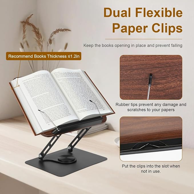 Adjustable Book Stand, 360° Rotating Laptop Stand, Foldable Reading Desk Holder, Ergonomic Multi-Purpose Tablet Stand, Height Adjustable Workstation Riser