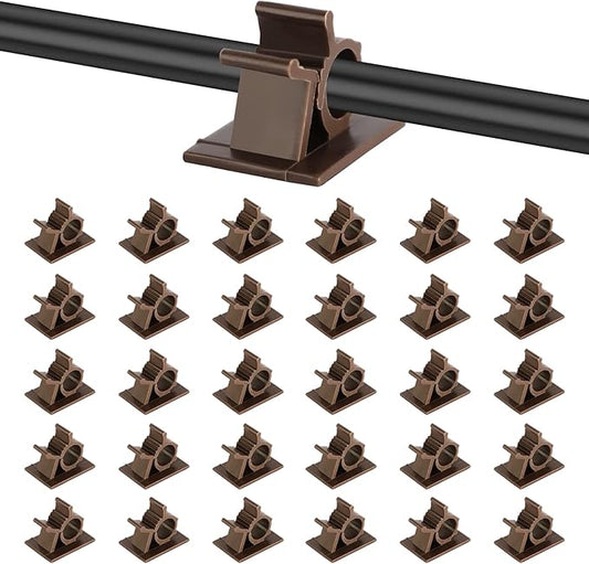 Viaky Adjustable Cable Clips, 30 Pcs Brown Adhesive Holder Ideal Cord Winder Management for Organizing Wires-Car Home Office and Desk Nightstand