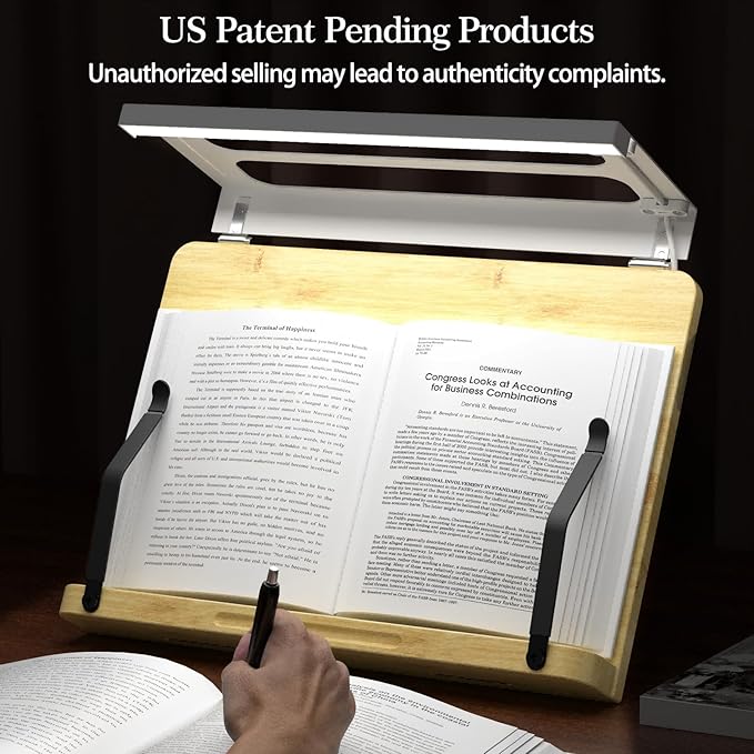 Boyanda Book Stand for Reading – Adjustable & Foldable Book Holder with High CRI 90+ No-Flicker, Eye-Caring LED Light | Anti-Blue Light & Anti-Glare | Hands-Free for Textbooks, Bibles, and Study